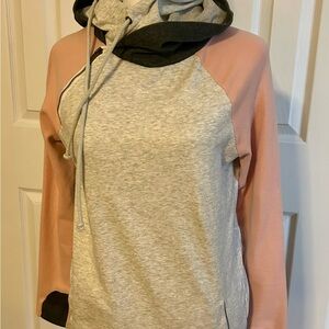 AMPERSAND AVE Pink and Gray Colorblock Hoodie